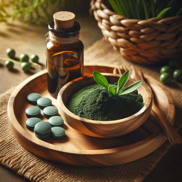 Spirulina poeder en tabletten om af te slanken